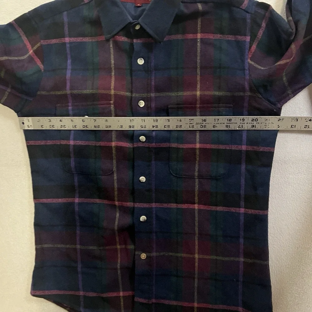 Vintage John Ashford Flannel Shirt Men's Size Large Red Plaid Wool Blend 80s